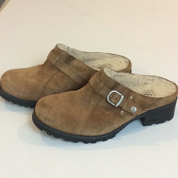 UGG Shoes - UGG Slip On Buckle Clogs Sheepskin Fur Size 7.5